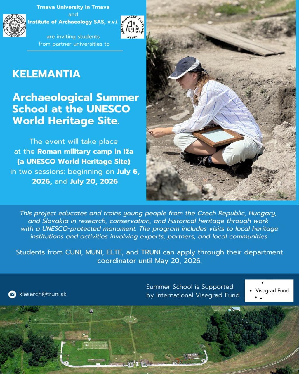 informačný plagát o letnej škole archeológie v Iži