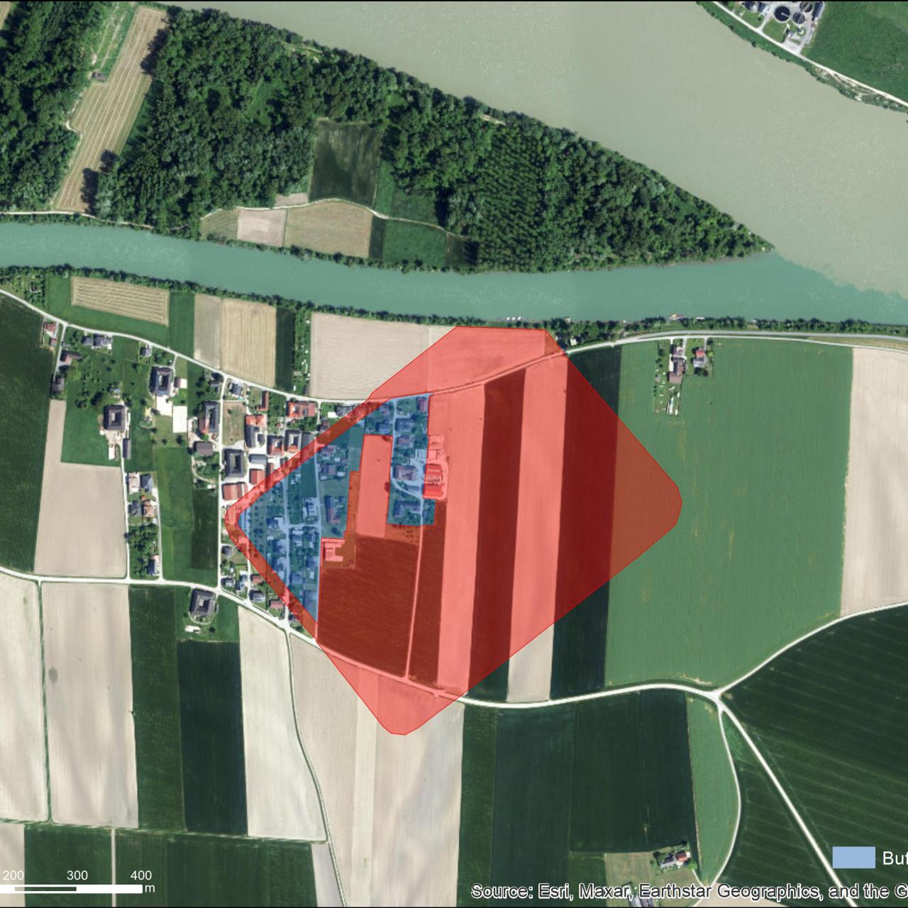 Luftbild mit UNESCO Schutzzonen von Albing